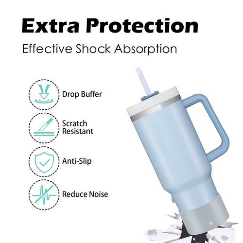 Intatikoo 2Pcs Silicone Bumper Boot for Stanley Quencher Adventure 40oz Tumbler With Handle & Stanley IceFlow 20oz 30oz,Anti-Slip Bottom Sleeve(Black+White)