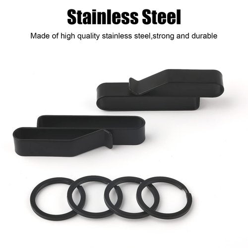 LUTER 2pcs Tactical Key Holders for Duty Belt, with 4pcs Key Rings, Stainless Steel Tactical Stealth Belt Loop Keychain Hook Clip Accessories for Police Fire Agencies for Wide Duty Belts (Black)