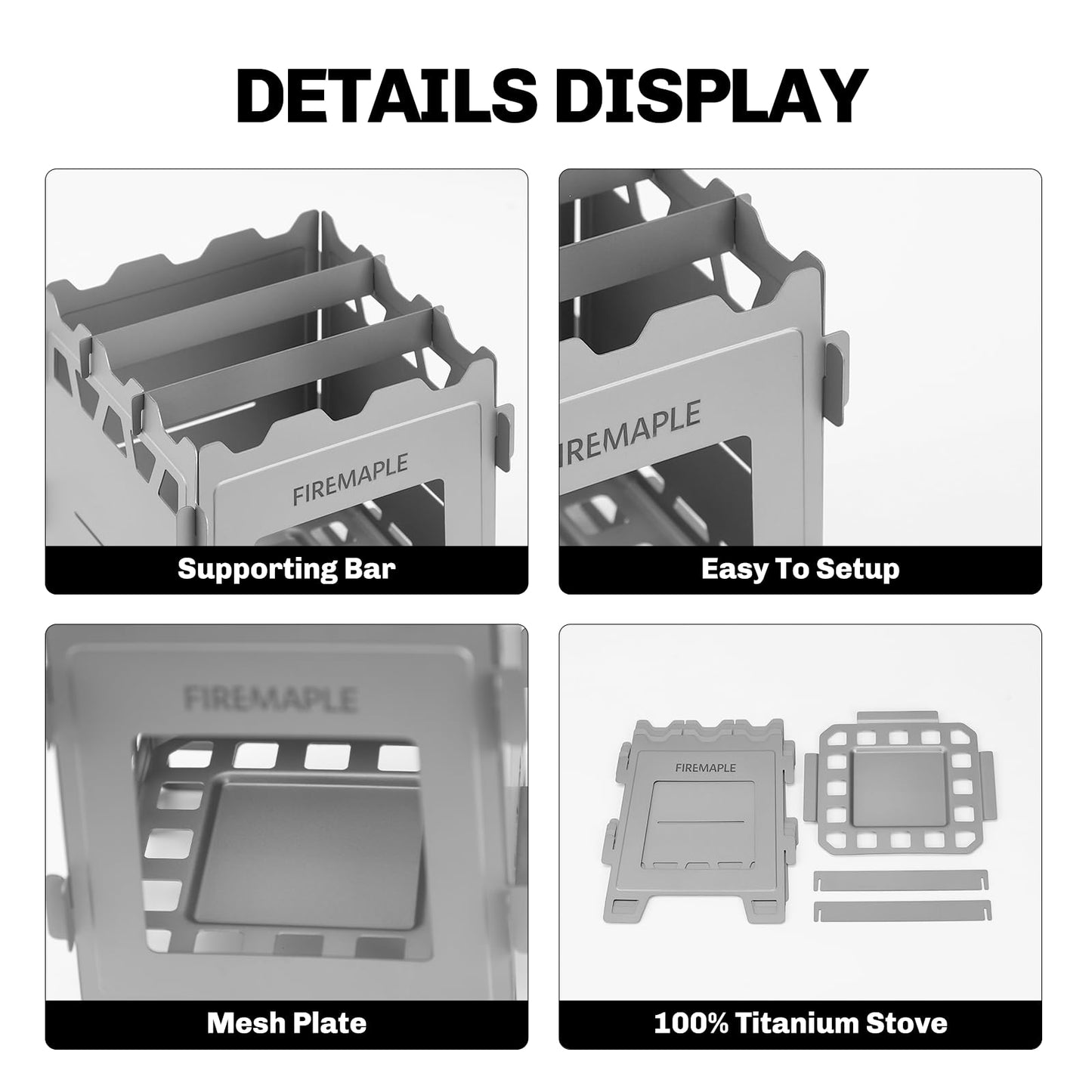 Fire-Maple Fortress Titanium Wood Stove - Ultra-Lightweight, Compact & Multi-Use Stove for Camping, Hiking & Backpacking