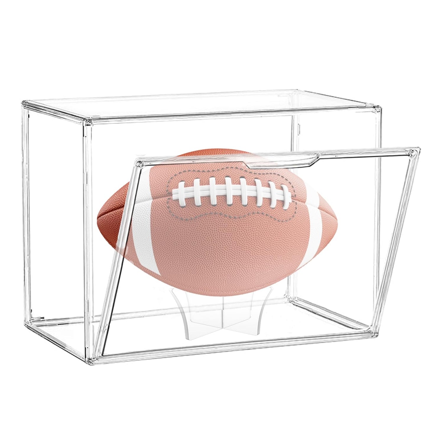 Football Display Case, Acrylic Football Display Case, Football Holder Case with UV Protection, Professional Grade Stackable Football Display Box Full Size (1PC)