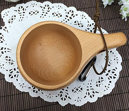 Nordic Style Handmade Finnish Kuksa Ancient Lapland Finland Style Wooden Cup (Classic-2 Holes)