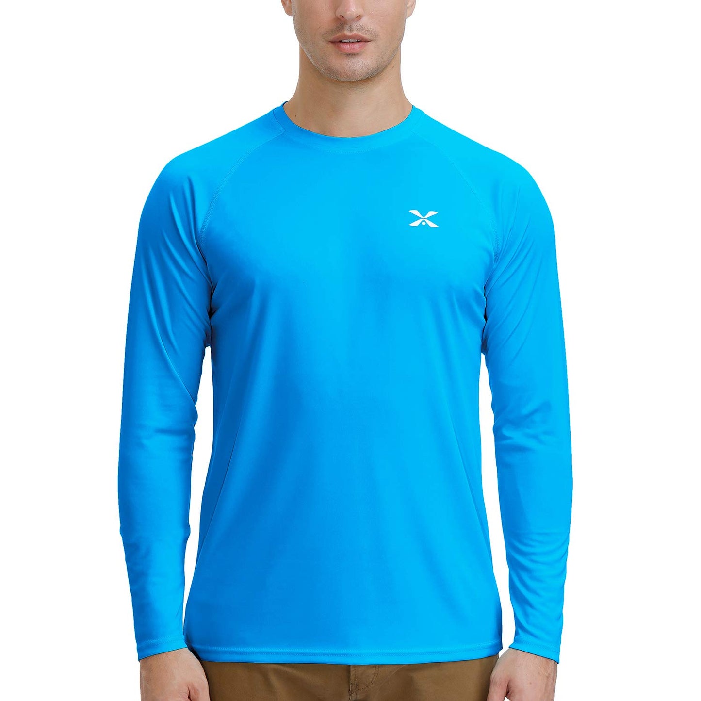 Men's UPF 50+ Sun Protection Long Sleeve T-Shirt, Blue, M