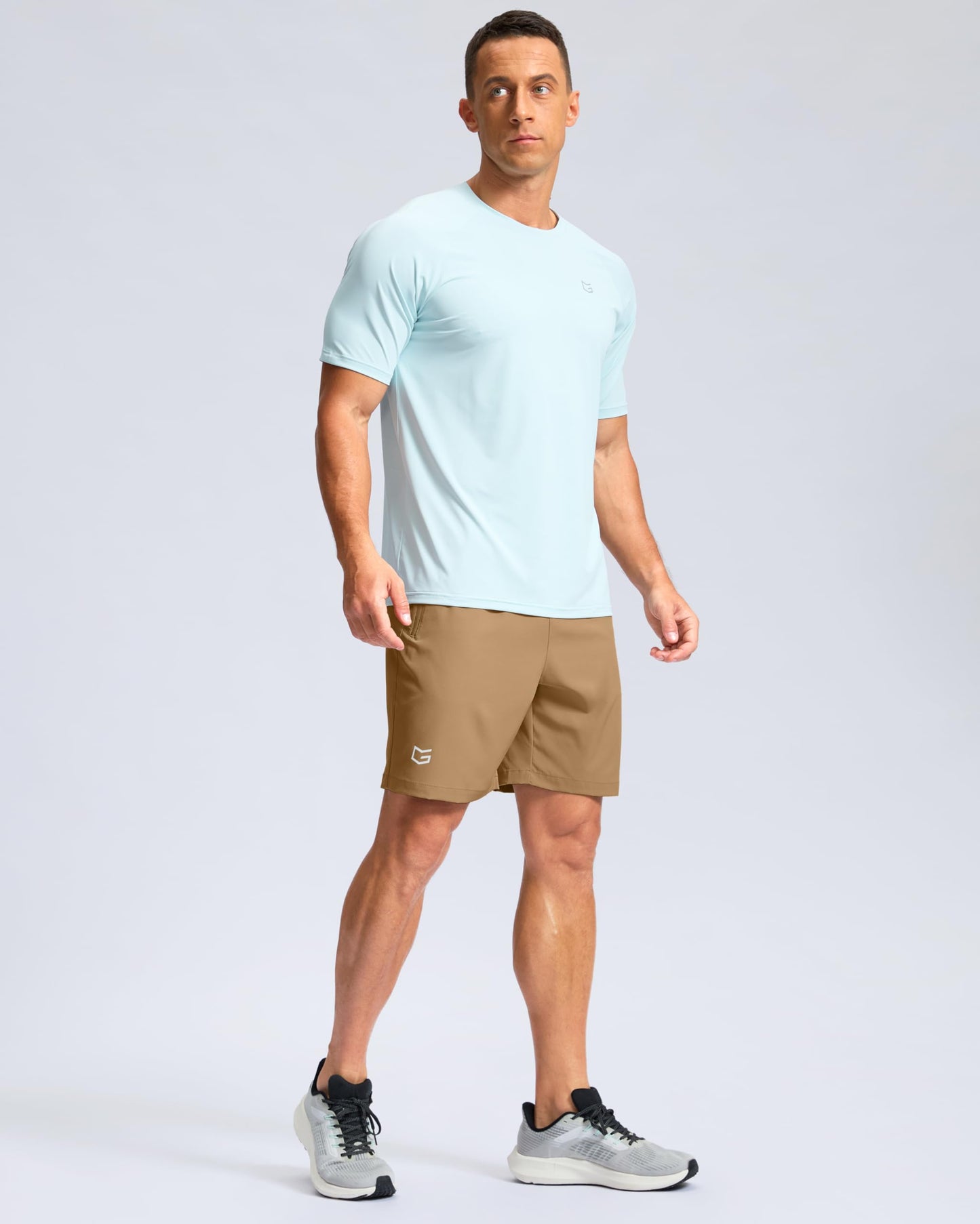 Men's Athletic Running Shorts with Zipper Pockets Quick Dry 7"/ 5"/ 9" Workout Gym Shorts for Basketball Hiking(Dark Khaki,7XS)