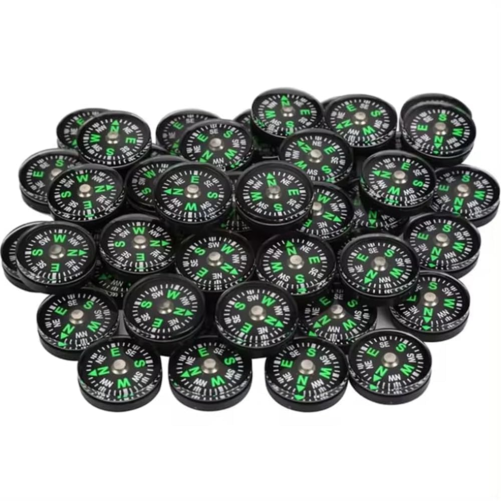 JEVLON 50 Pieces Mini Compass Small Button for Kids 20mm Bulk Hiking Liquid Filled Survival Set Camping Boating Touring Backpacking Outdoor Activities