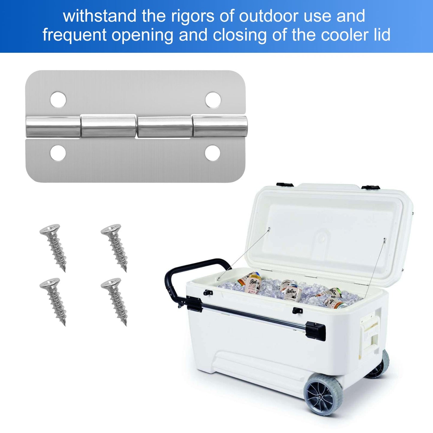 GEAIN Cooler Stainless Steel Hinges Fits for Igloo Ice Chests Hinges Replacement - 3 Pack