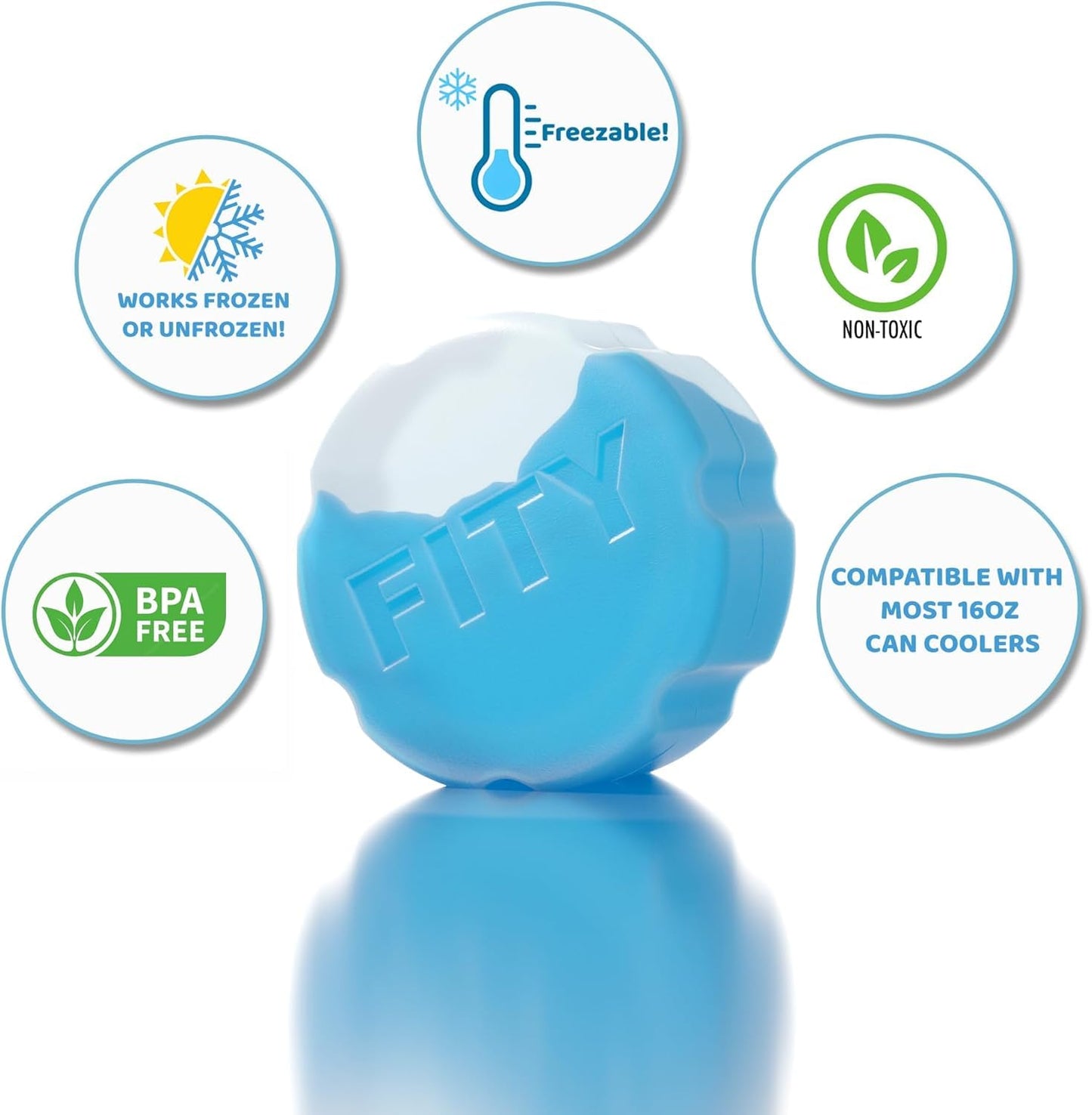 FITY Freeze (2 Pack) - A Multi-Use Freezable Ice Pack 12oz Can Adapter for 16oz Tall Can Tumblers Also use w/Lunch Boxes, Diaper Bags, Sore Muscles, Compatible with YETI MiiR CamelBak BruMate (Red)