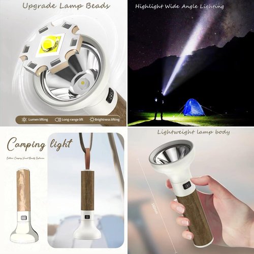 YZYOE LED Rechargeable Flashlight, New Retro Torch Outdoor Lighting,500 Lumens 3-Speed Mode Spotlight.