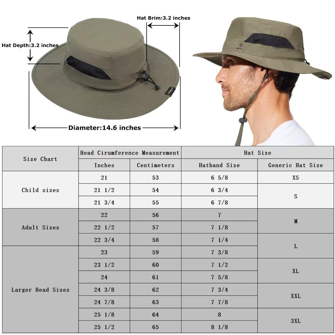 G GIEPHT Fishing Hat for Mens Women Sun Hat Wide Brim Bucket Hat SPF UV Protection XXL XXXL Large Size Big Head Tall Oversized Mesh Breathable Vented Summer Beach Hiking Safari Golf Outdoor Gardening