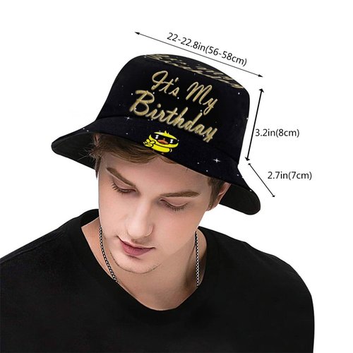 TUSBUIR My Birthday Duck Bucket Hat Fisherman Hat Beach Travel Sun Hat Outdoor Cap for Adults Men Women