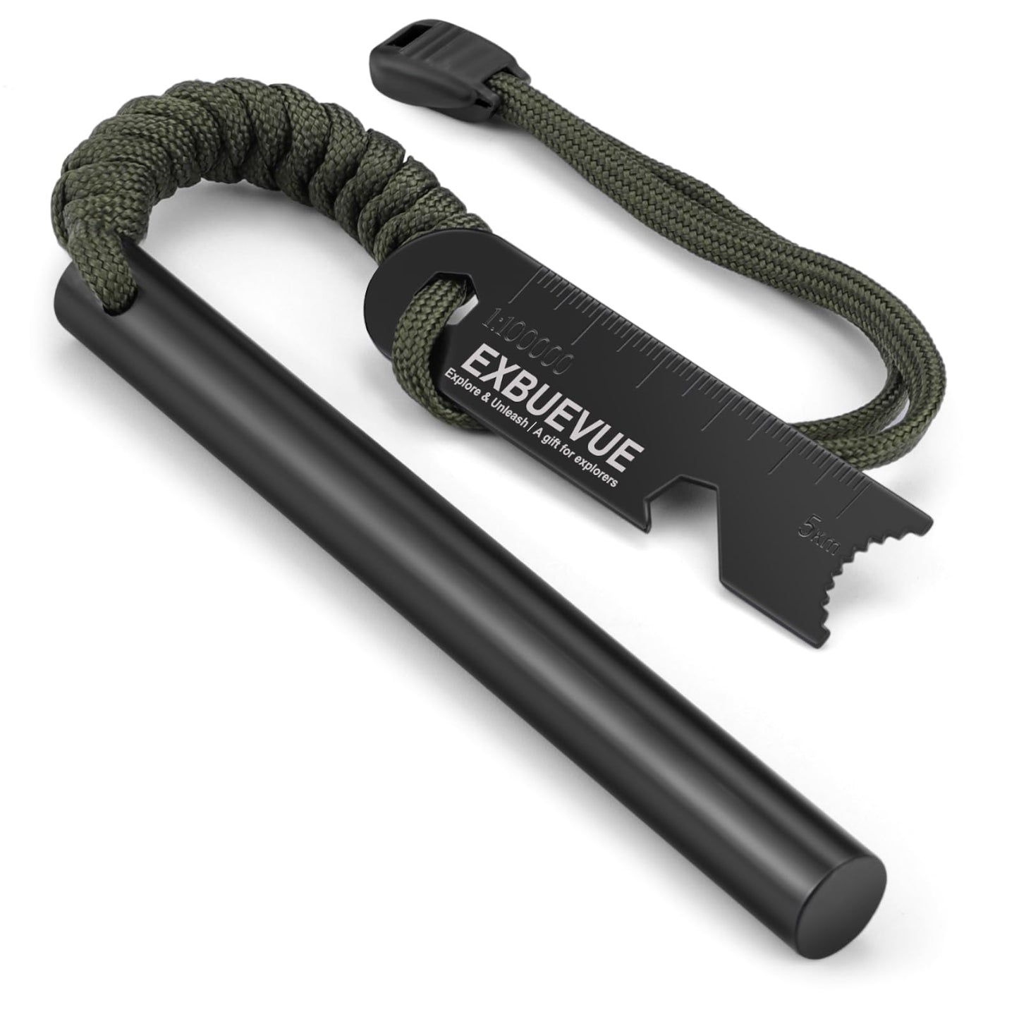 EXBUEVUE Fire Starter, 5'' Ferro Rod Outdoor Survival Tools Flint and Steel and Stricker for Bushcraft, Camping, Hiking Kits