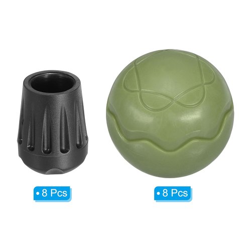 PATIKIL 0.55 Inch Chair Feet Replacement, 8 Pack TPE Outdoor Camping Chair Leg Tips Ball Cap Folding Chair Legs Floor Protectors Stability on Rugged Fit for 0.55"(14mm) Chair Feet, Green
