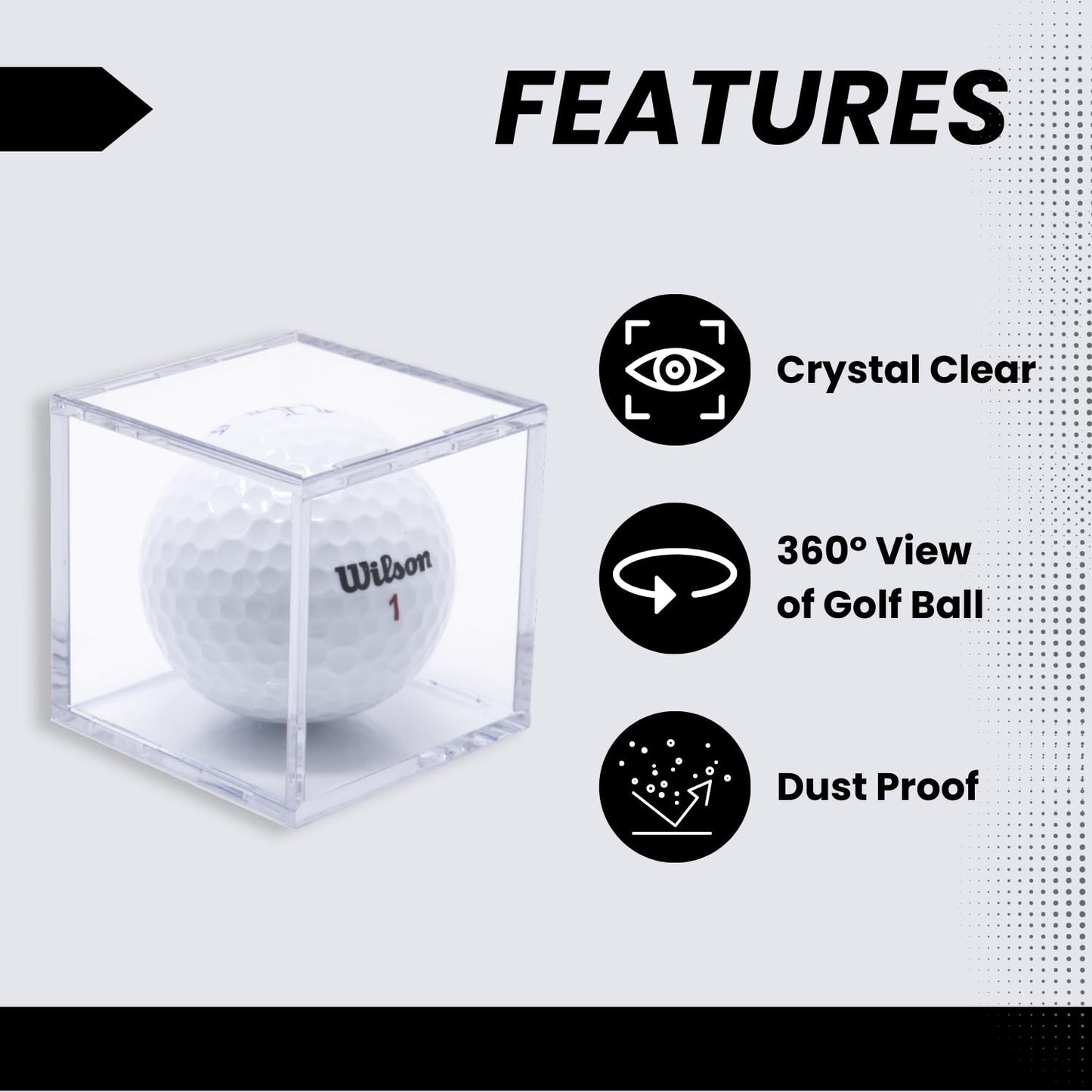 Display Zone Golf Ball Cube Display Case - Showcase & Preserve Your Golf Collection - Stunning Transparent Single Ball Holders - (Box of 6 Cubes)