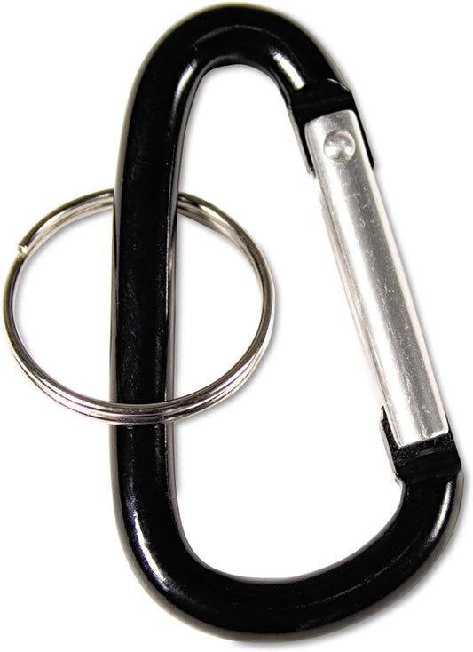 Advantus 75555 Carabiner Key Chains, Split Key Rings, Aluminum, Black, 10/Pack