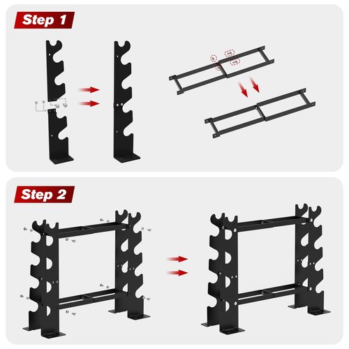 Dumbbell Rack Stand Only, Weight Rack for Dumbbells Strength Training Dumbbell Racks Red and Black 5 Tier 450LBS Capacity Weight Rack for Home Gym Weight Storage Organizer Racks, Suitable for 8-30 LBS (Black)