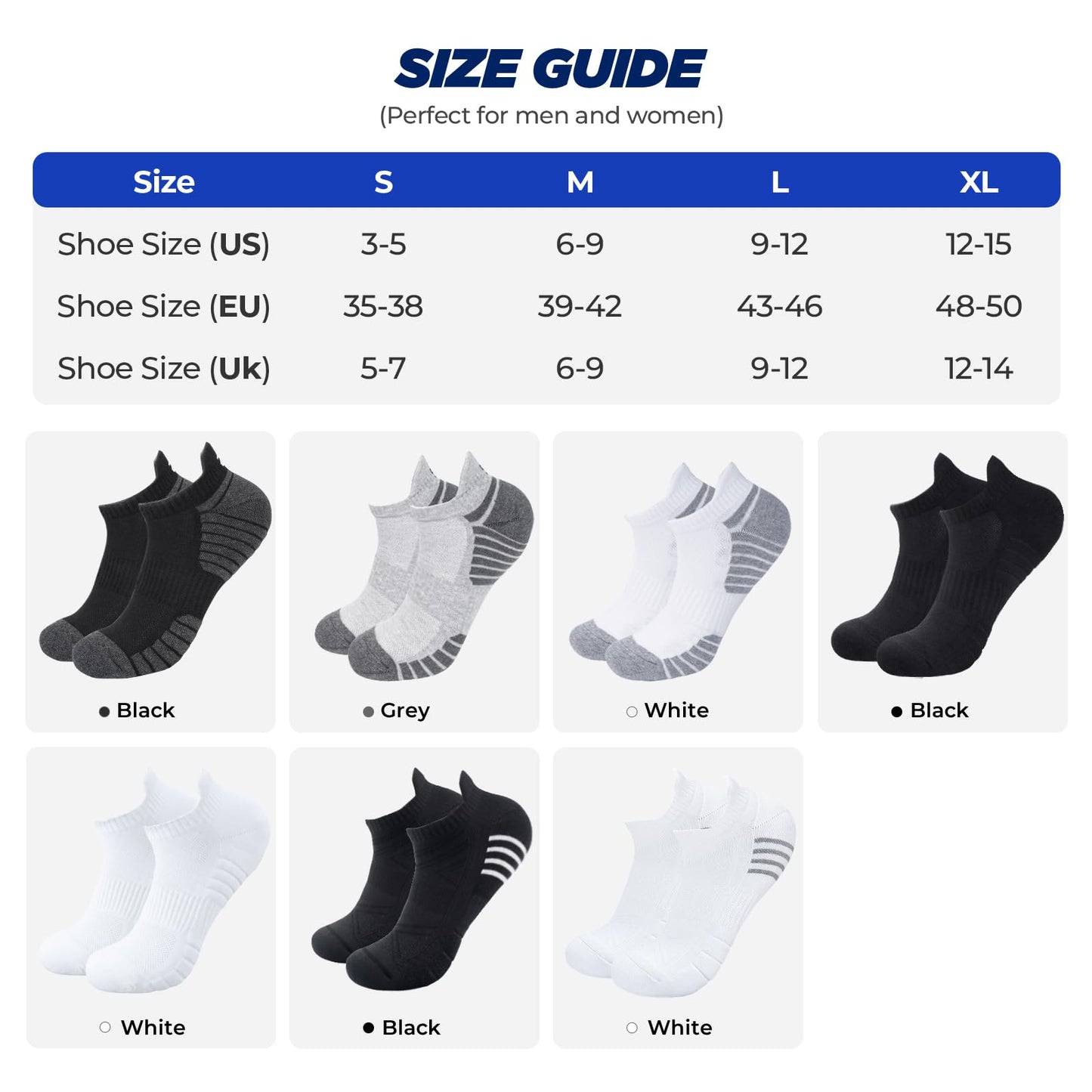 TANSTC Ankle Athletic Low Cut Socks,Running Sports White Men's Sock,Mesh Breathable and Arch Support Non-Slip,Comfortable Cushioned Heel Tab Thick Cotton Women Socks,6 Pairs