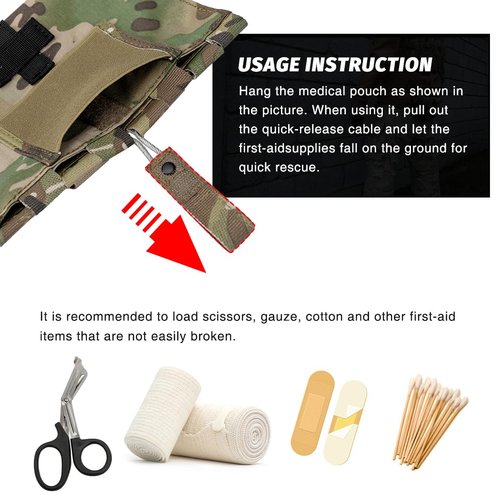 IDOGEAR OUTDOOR Tactical Blow-Out Medical Pouch First Aid LBT9022 Style Empty Seal Medical Bag Small Medic Pouch 500D Nylon(camo)