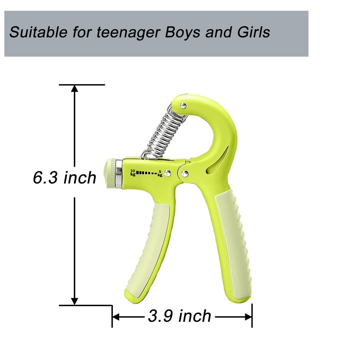 Strengthener Hand Grip 2 Pack Green Kid Boys Girls Teenager Strength Trainer Number Counter Forearm Finger Wrist Gripper Exerciser 5-30kg Adjustable Stretcher Squeezer Workout