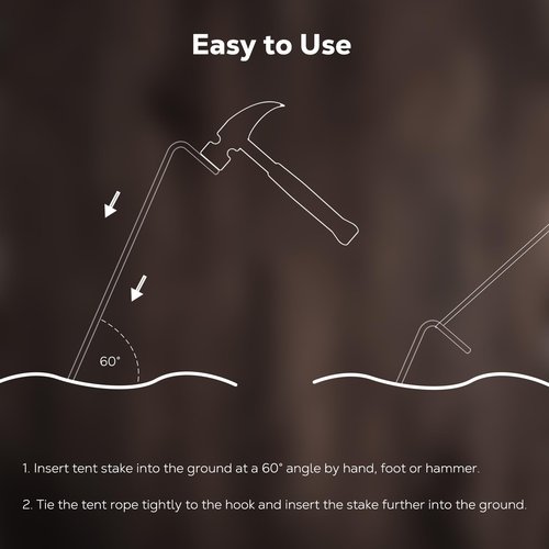 Raynesys Galvanized Tent Stakes 10 Pack, Heavy Duty Camping Stakes with Hook, 7 Inch Metal Tent Stakes, Tent Garden Stakes for Camping, Canopies, Gardening, Outdoor Decorations