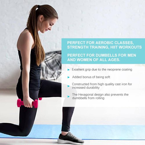 TIECHI Neoprene Dumbbells Set Women Pair Home Exercise for Women Men Arm Pilates Dumbbells in 3.3LB