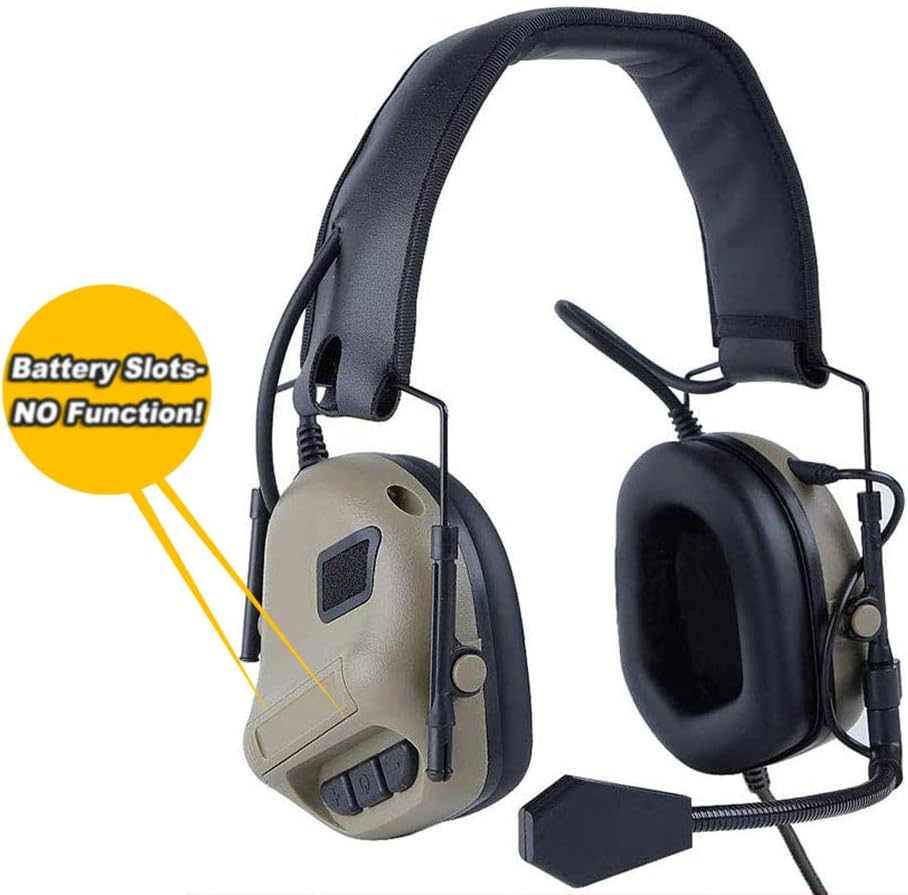 ATAIRSOFT Tactical Headset Wargame Hunting Headphone Without Noise Cancellation Function (Black)