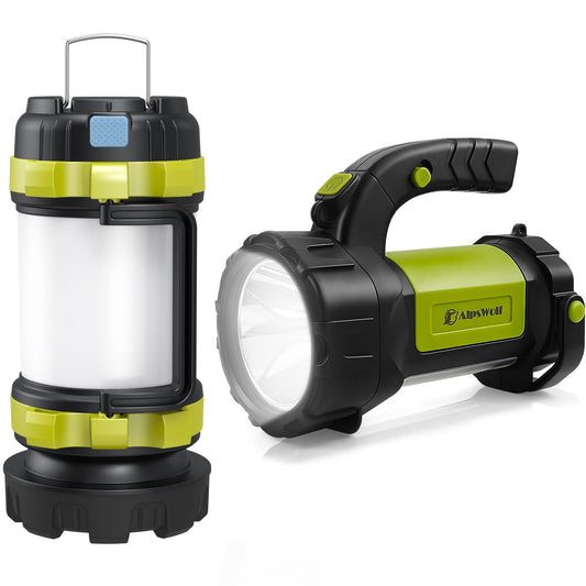 AlpsWolf Flashlights Rechargeable, LED Camping Lantern with 800LM, 3600 Capacity Battery Powered, Portable Bright Camping Light for Emergency, Outdoor Hiking, Power Outages