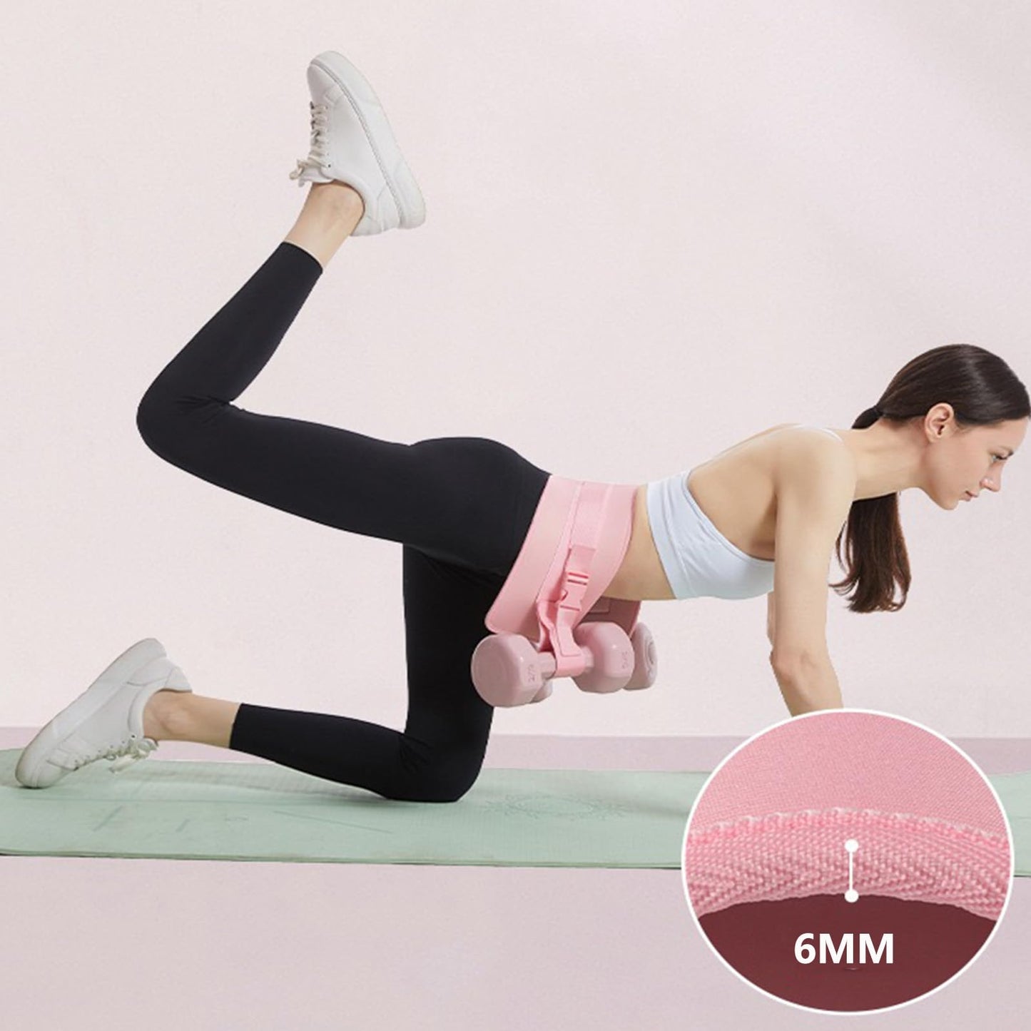 GLEAP Exercise Hip Thrust Belt, Booty Belt for Hip Thrust Use with Dumbbells, Kettlebells, Plates, Glute Trainer for Home Workouts with Non Slip Padding (Black)