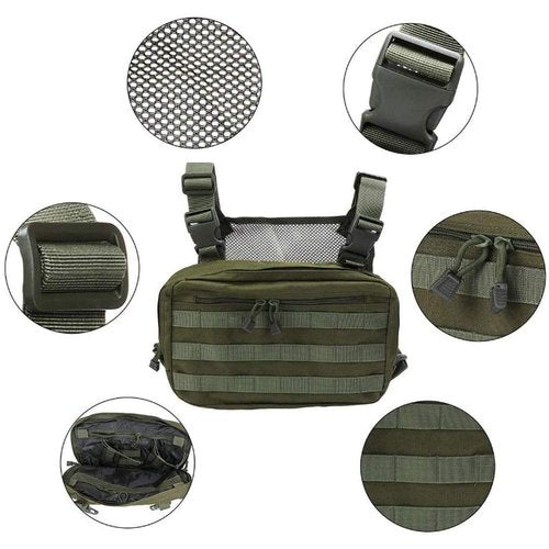 Clakllie Outdoor Chest Bag for Men Tactical Chest Pack Lightweight Utility Chest Rig Bag with Extra Storage for Cycling,Green