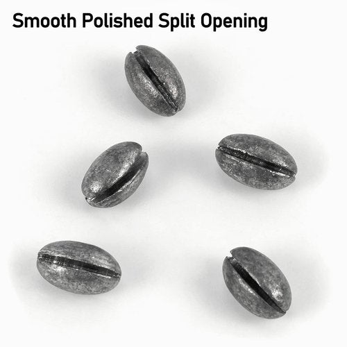 Dr.Fish 100 Pack Oval Split Shot Sinkers, Lead Fishing Weight Clip On Fishing Line Tackle Fly Fishing Freshwater Crappie Trout 1/14oz