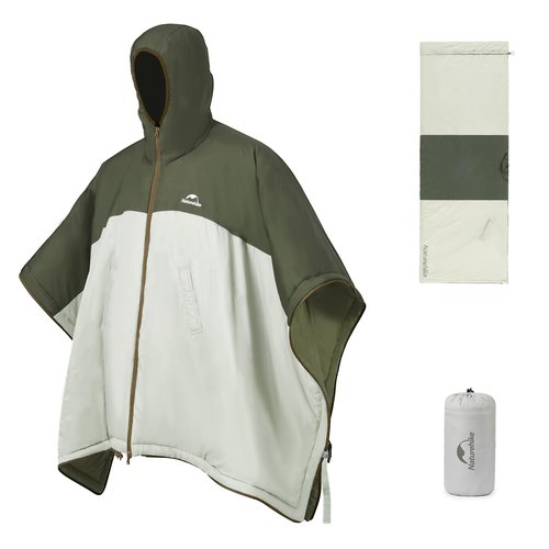 Naturehike Wearable Hooded Poncho Sleeping Bags with Teflon Fabric and Imitation Silk Cotton, Cape for Outdoor, Camping, Home