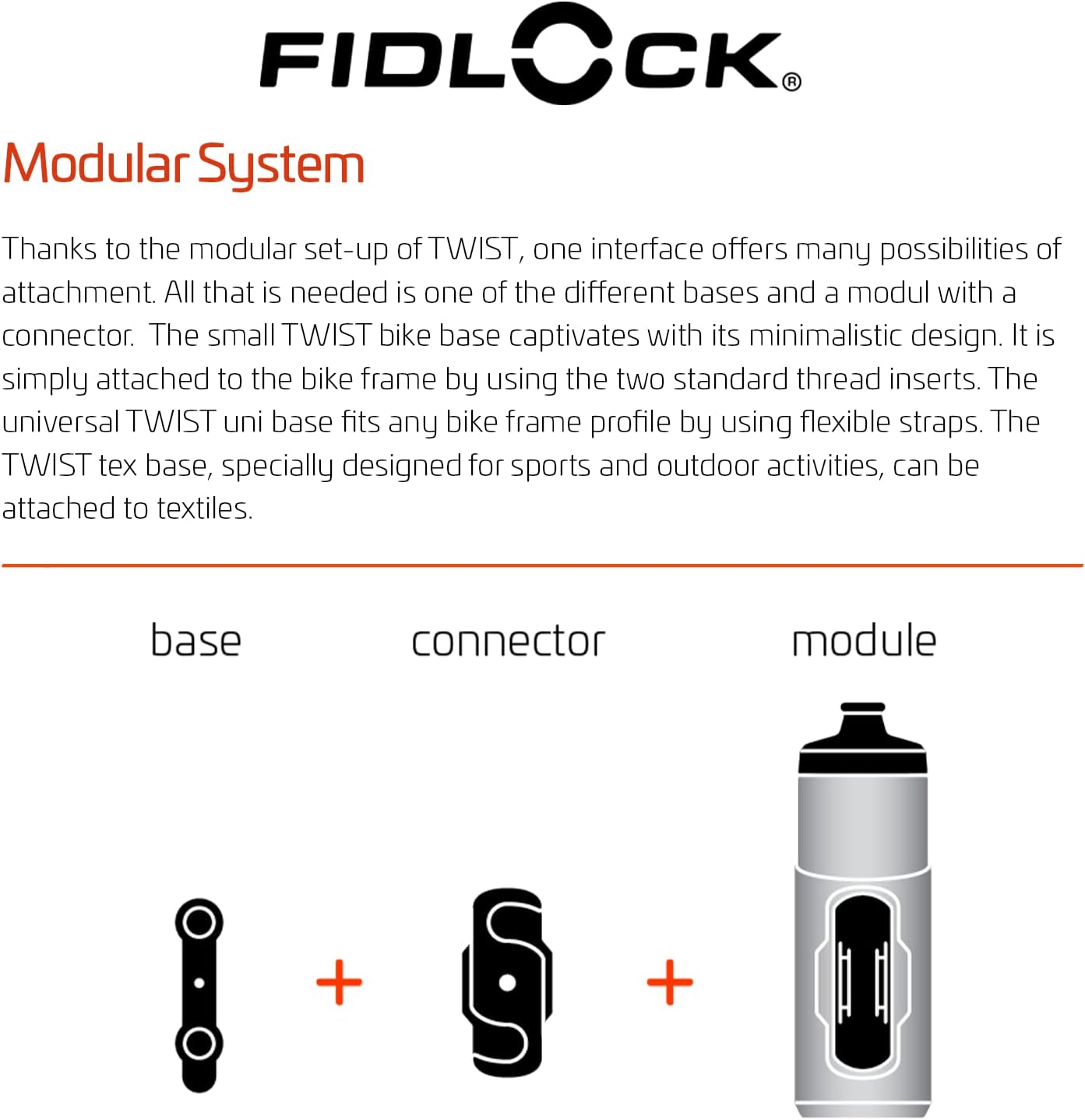 Fidlock Twist Bike Base - Extra Water Bottle Mount - Compatible with Twist Accessories