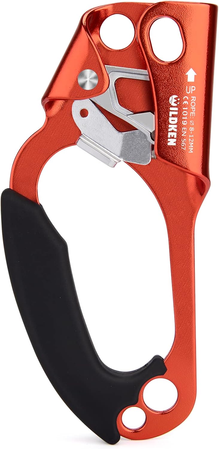 WILDKEN Climbing Hand Ascender Outdoor Mountaineering Tree Arborist Climbing Rappelling Equip Hand Ascender for 8-14MM Rope Left Right Hand Ascender