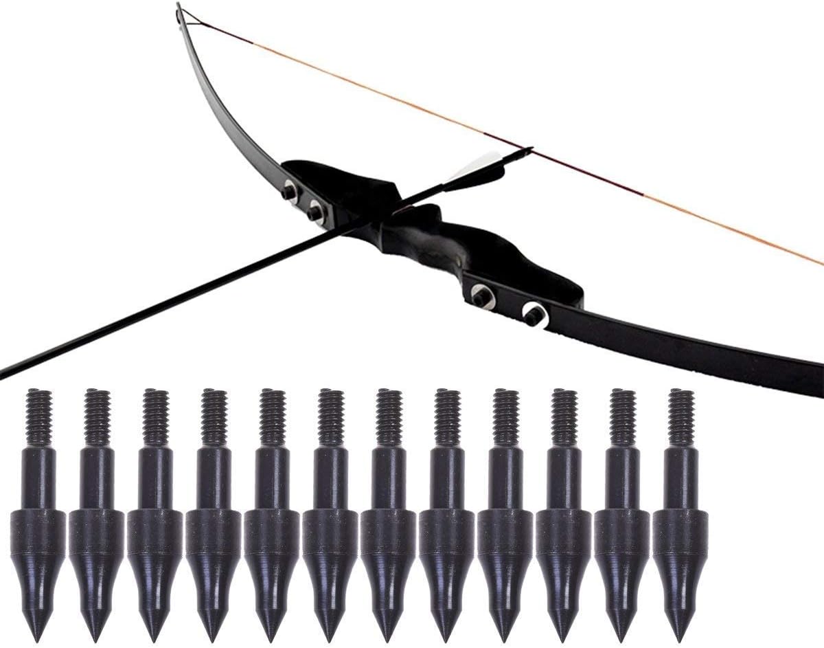 12pcs Archery Arrow Tips 75/100/125/150 Grain Field Points 5/16 inch Screw in Bullet Points Arrowheads Broadheads for Crossbow Recurve Bow Compound Bow Hunting Bow and Arrow Target Shooting Practice