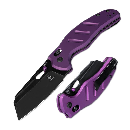 Kizer C01C Sheepdog Pocket Knife, 3.15" 154CM Blade Folding Knife with Durable Purple Aluminum Handle, EDC Camping Knives with Clutch Lock, Hiking Survival Knives with Thumb Stud and Hole, V4488AC1