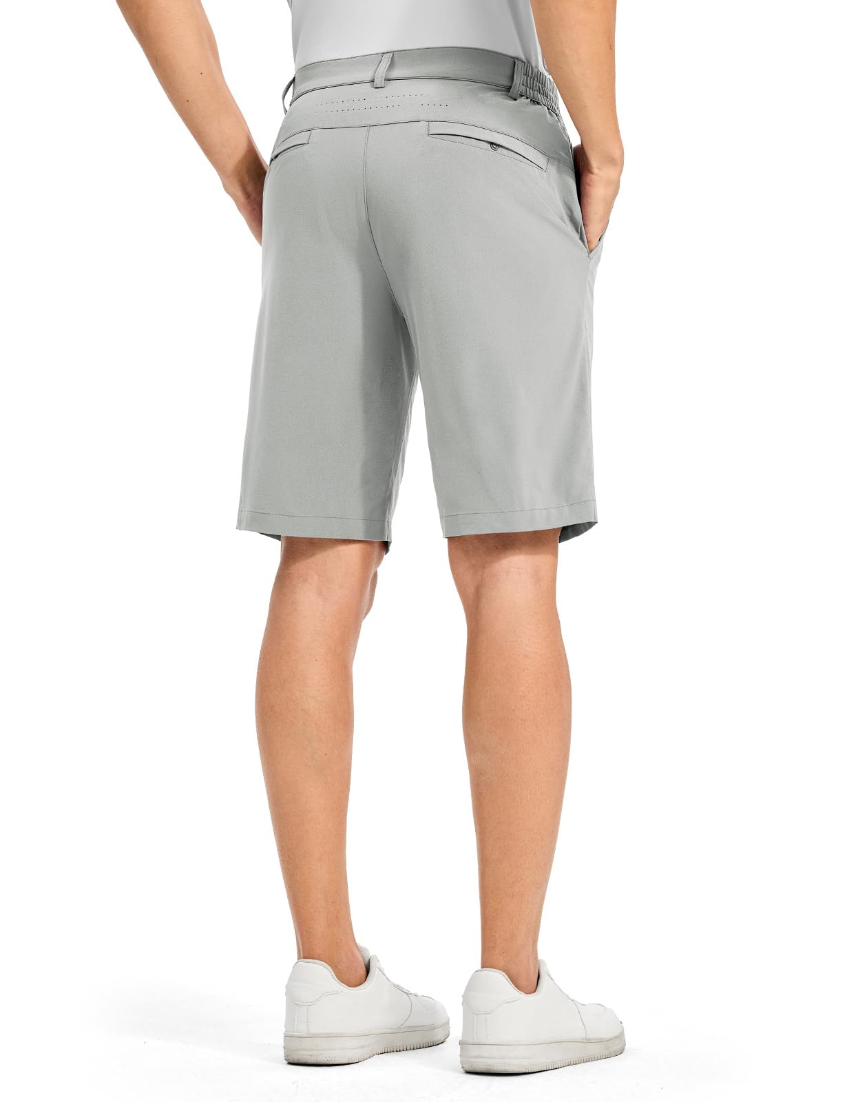 TBMPOY Men's Casual Shorts 10" Quick Dry Lightweight Stretch Golf for Flat Front Work Dress Hiking Shorts Elastic Waist Light Grey 38