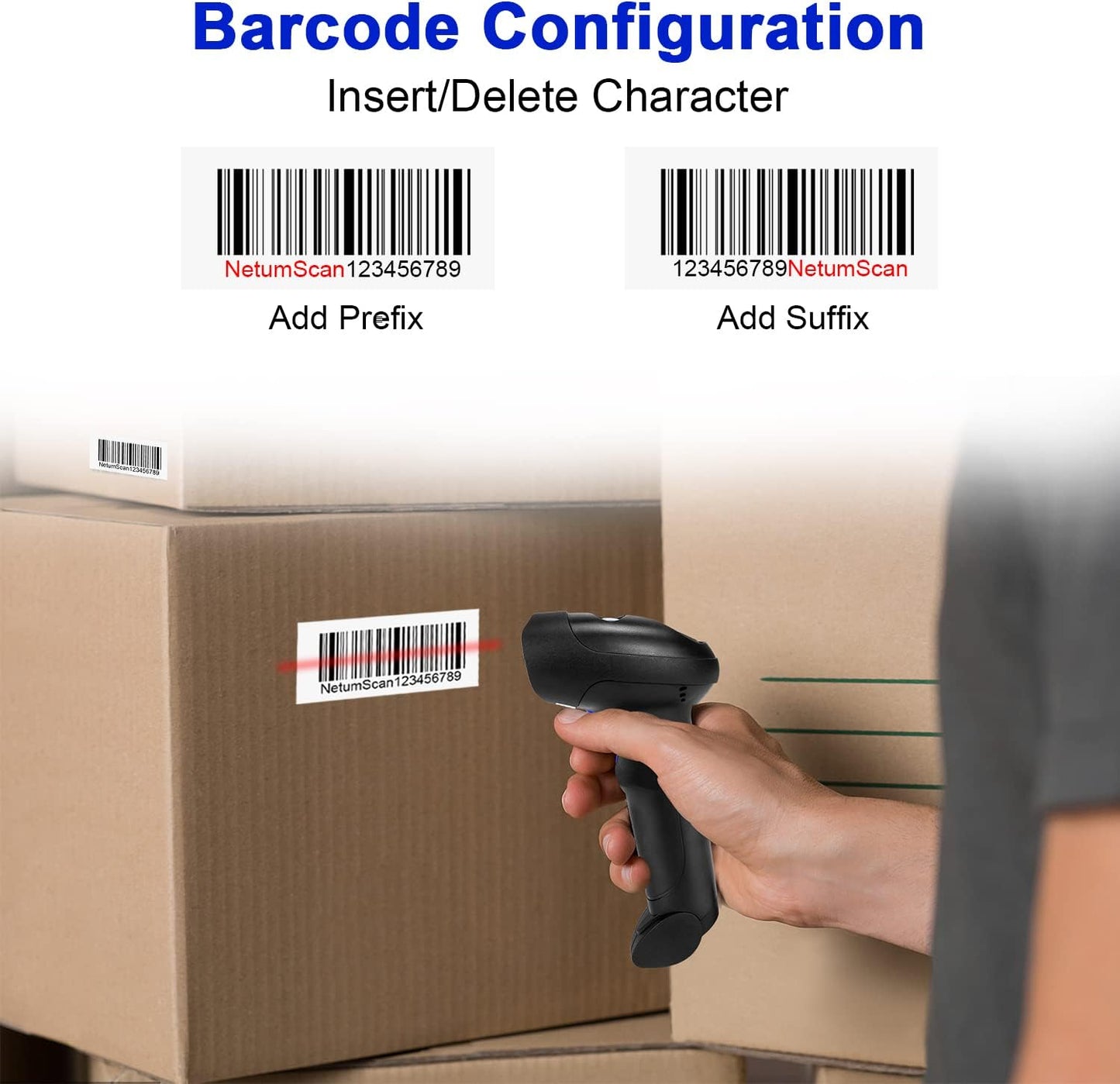 Wireless 1D 2D Barcode Scanner with Stand, NetumScan Portable Automatic QR Code Scanner Supports Screen Scan Handheld CMOS Image Bar Code Reader with USB Receiver for Warehouse POS and Computer