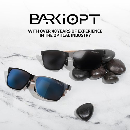 Barkiopt UV400 Sunglasses for Women & Men, Unisex Polarized Sunglasses with Black Aluminum Frame & Wood Temple, Fashionable Black Shades that Protect from UV Rays, Model W5507 (Black Lenses)