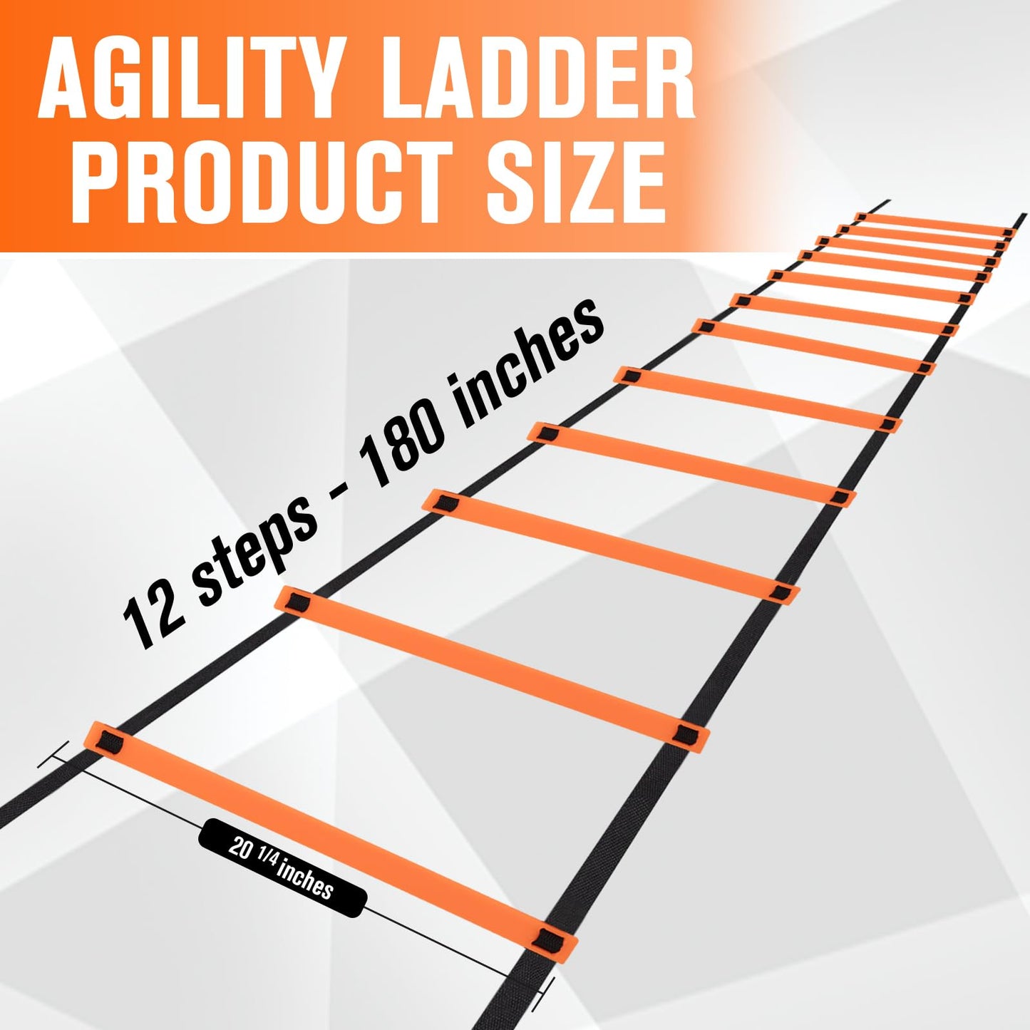 9TH SHOP Agility Ladder, Speed Ladder Agility Ladder, 20 Feet 12 Adjustable Rungs Training Ladder for Footwork and 10 Soccer Cones, 4 Stakes with Carry Bag