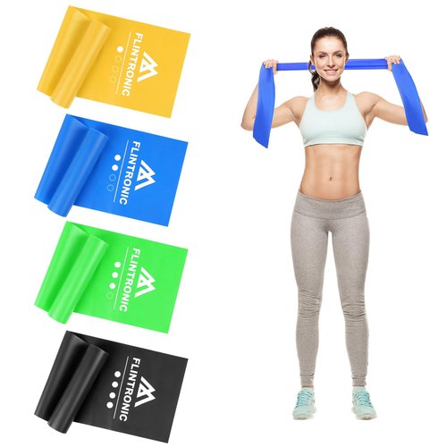 Flintronic Exercise Resistance Bands, 4 Pack Resistance Bands Set, TPE Elastic Bands with 4 Resistance Levels, 1.5M Workout Resistance Bands for Women and Men Strength Training, Yoga, Pilates