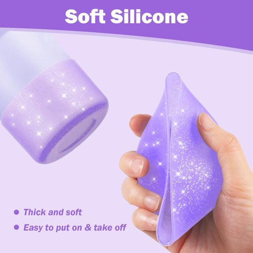 CHEMLLC Glitter Bling Silicone Boot for Stanley Cup 20 oz 30 oz 40 oz, Protector Cover for Stanley Cup Bottom, Cup Accessories Straw Cover (Bling Purple)