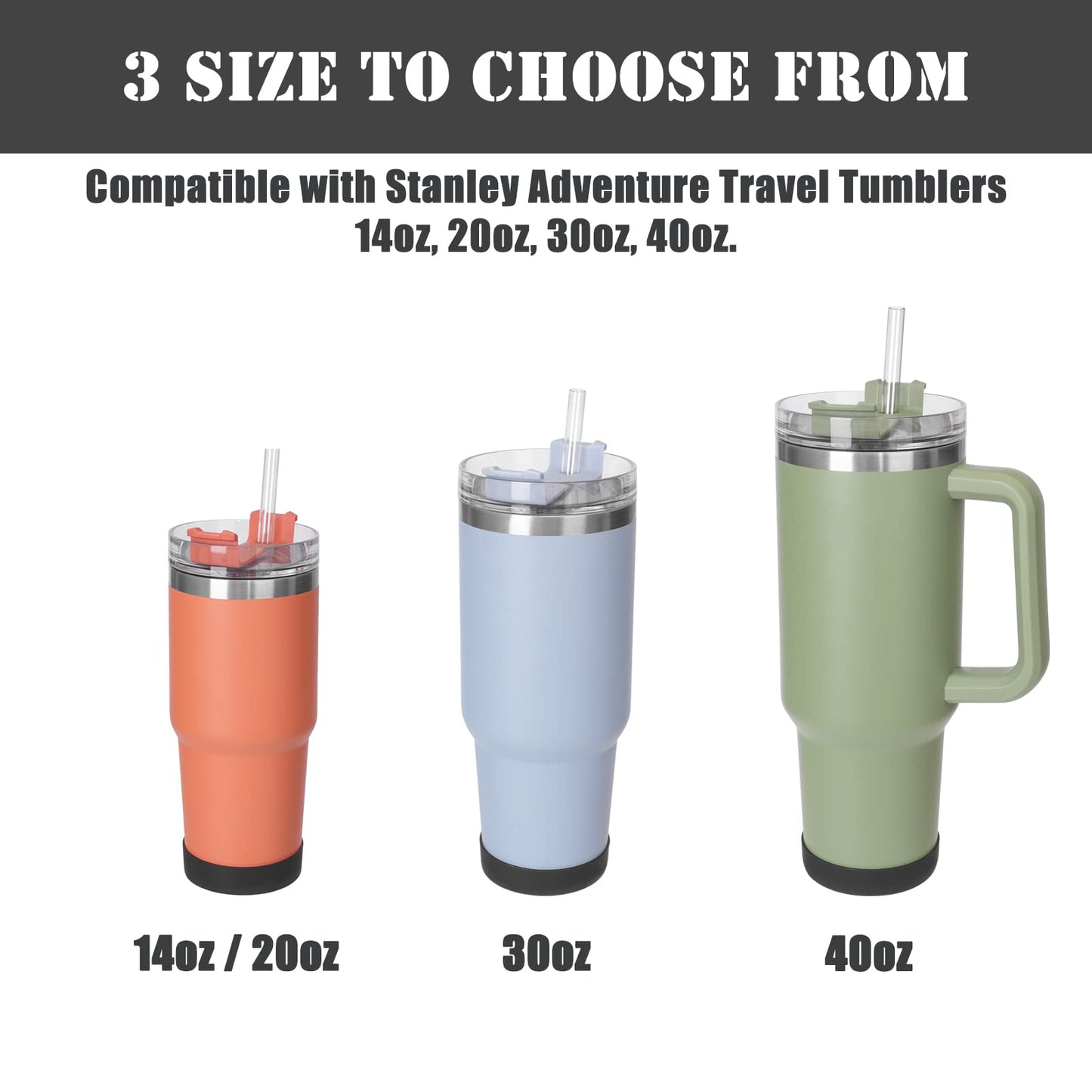 4 PCS Bottle Covers for Stanley Adventure Quencher Tumbler 40oz, Anti-Slip Silicone Boot, Accessories for Stanley Cup