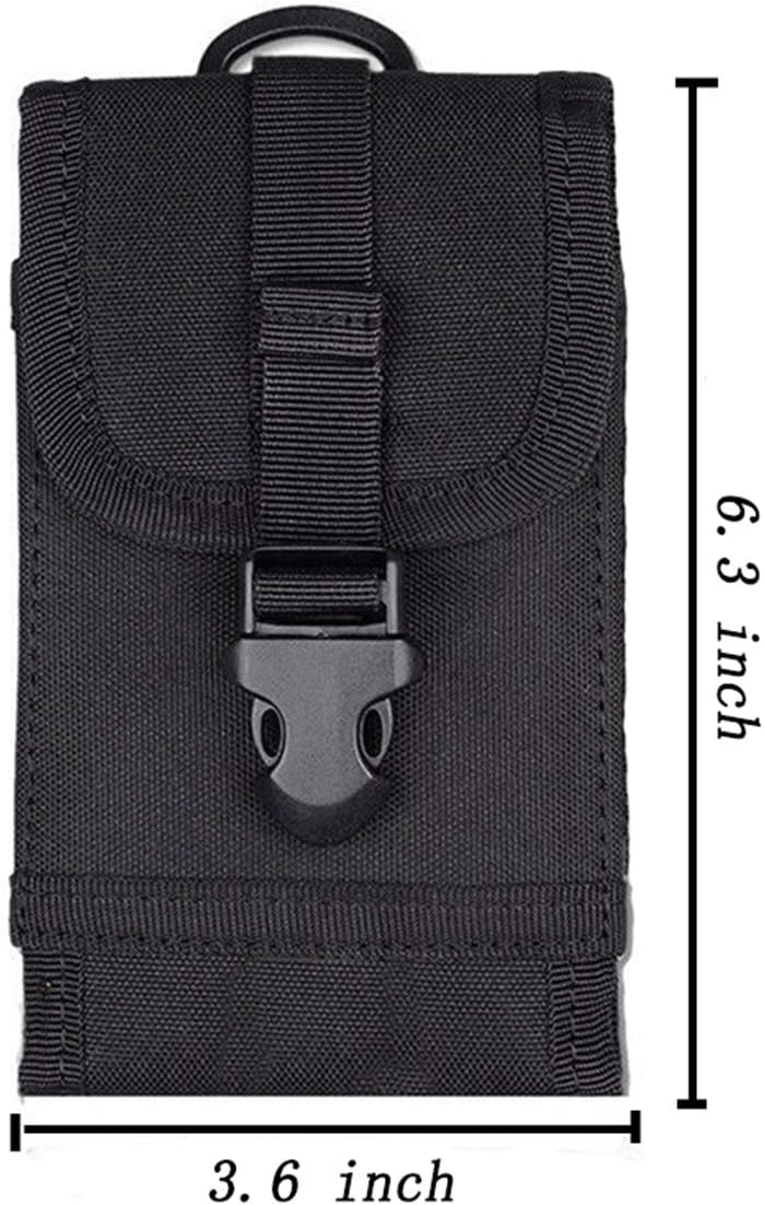 Outdoor MOLLE Tactical Military Pouch Army Black Waist Holster Smartphone Pouch Military 1000D Nylon Hook Loop Belt Phone Holster Phone with Slim Case
