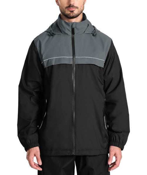 SWISSWELL Mens Rain Jacket Waterproof Windbreaker Hidden Hooded Lightweight Breathable Rain Coat for Golf Hiking Cycling