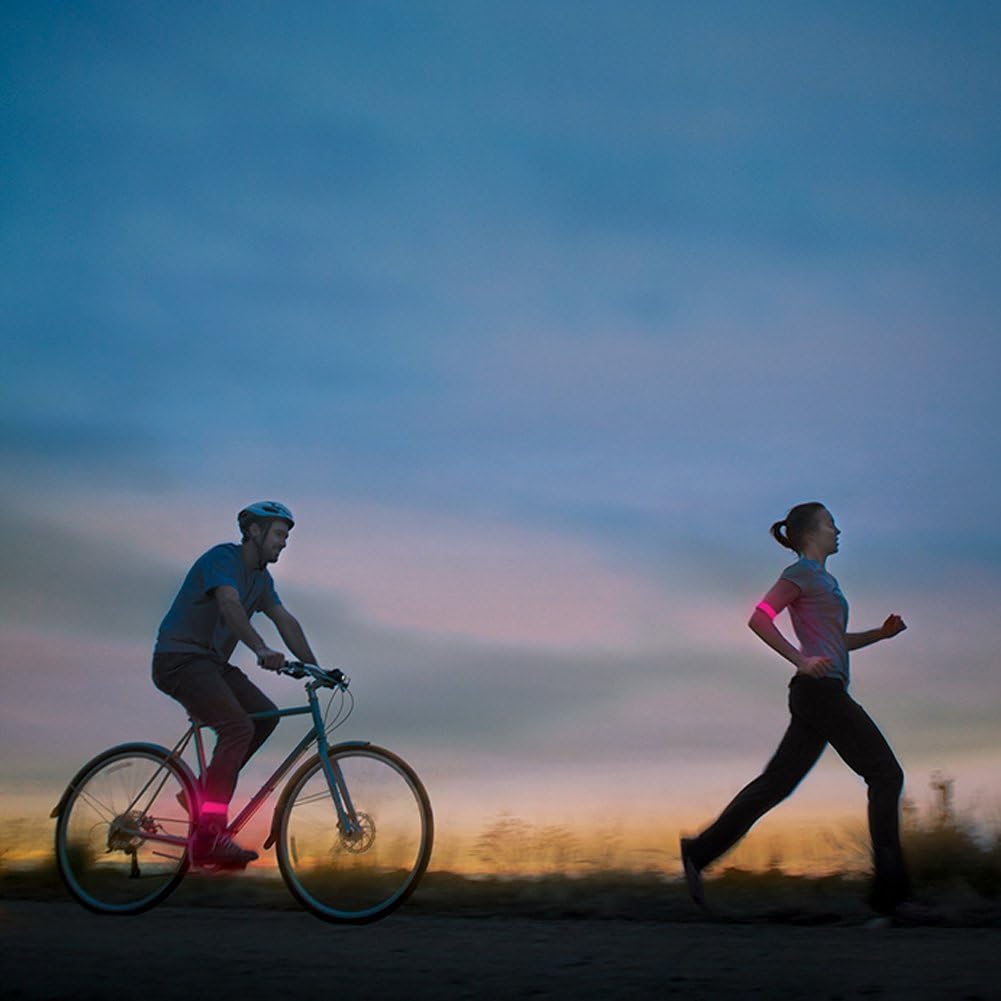 Fashion&cool LED Slap Band, USB Rechargeable Light Up Sport Armband, Glow in The Dark Adjustable Bracelets for Men&Women, Night Safety Lights for Running, Jogging Cycling, Hiking