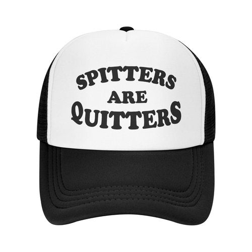 Spitters are Quitters Hat Funny Trucker Hats Adjustable Classic Fishing Cap for Men and Women Black
