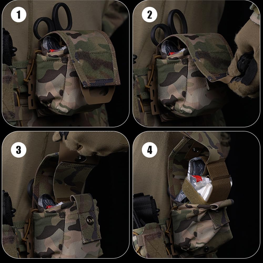 AOTUMUT MOLLE Quick-Pull Medical Pouch,Rip Away Tactical Bleeder First Aid Pouch Belt Medical Shears Holder Empty IFAK Pouch Security Survival Gear