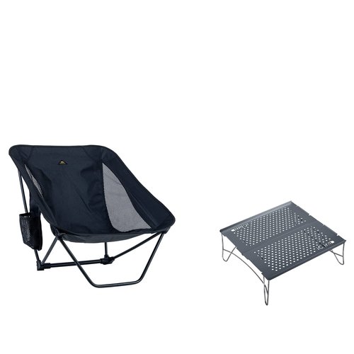 iClimb 1 Solo Mini Folding Table and 1 Low Folding Chair Bundle, Ultralight Compact for Solo Person Outdoor Backpacking Camping Hiking Beach Concert
