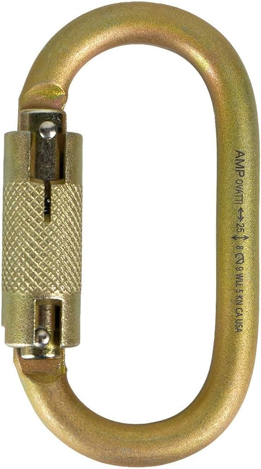 Fusion Climb Ovatti Military Tactical Edition Steel Auto Lock Oval Symmetrical Anchor Carabiner Gold, One Size (FP-9108-P-GLD)