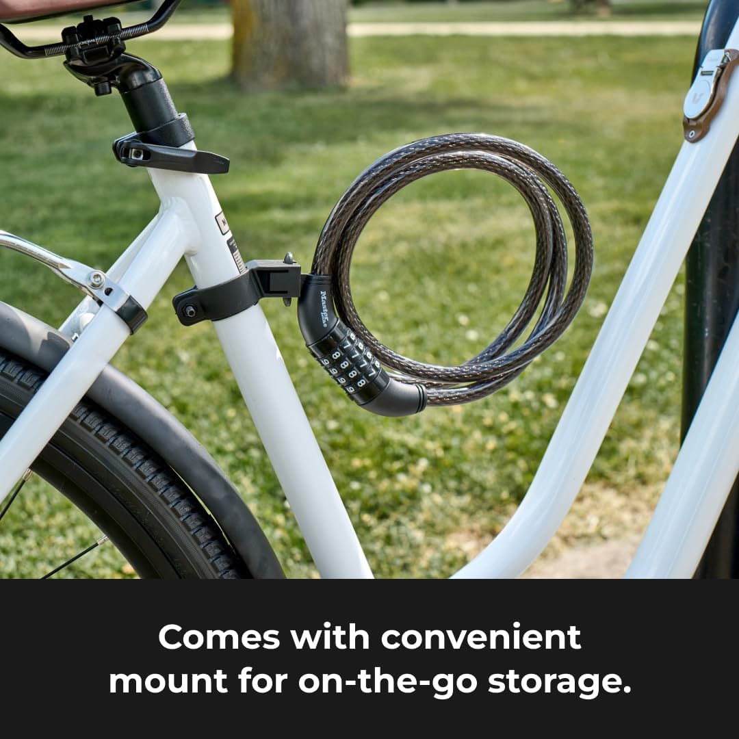 Master Lock Bike Lock Cable with Combination Black, 8143D