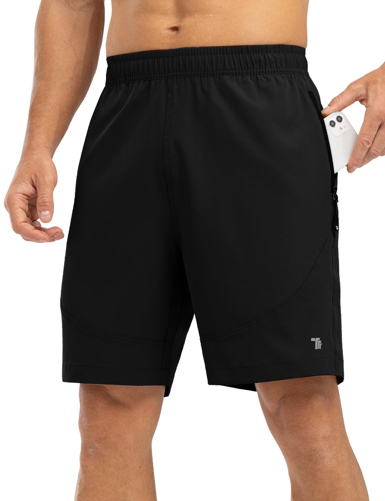 Rdruko Men's Hiking Shorts with Zipper Pockets 7'' Lightweight Quick Dry Workout Shorts Running Athletic Shortss,Black,M
