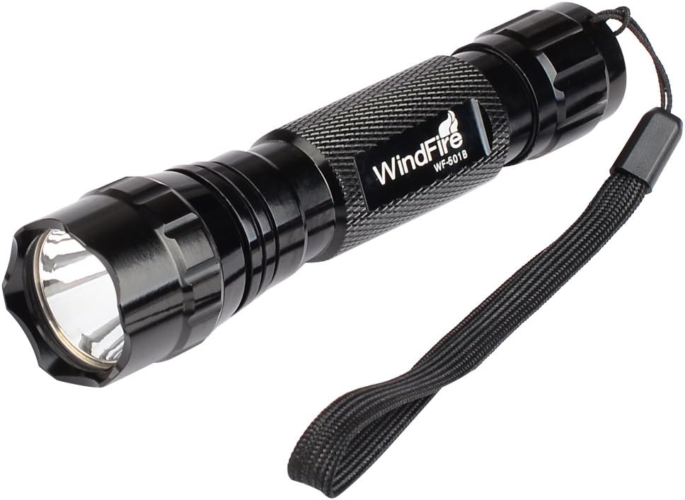 WINDFIRE Tactical Flashlight LED 1200LM 3.7-18V 1 Mode Weapon Light Rifle Flashlight Torch with Pressure Switch/Tactical Switch and 45°Side Picatinny Mount Rail Offset Ring Side Mount